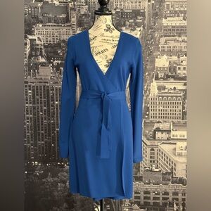 Diane von Furstenberg Long Sleeve Knit Wrap Dress in “Cove” NWT